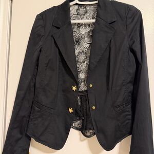 Stylish Black Blazer with Star Details